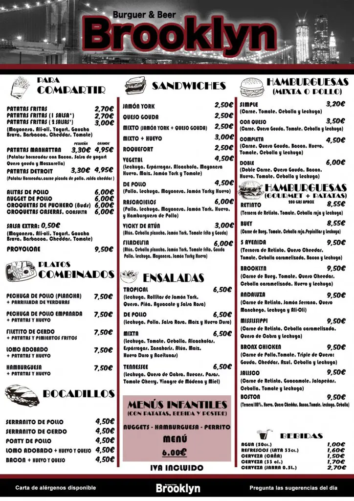 CARTA BURGUER BROOKLYN - CADIZ WEB