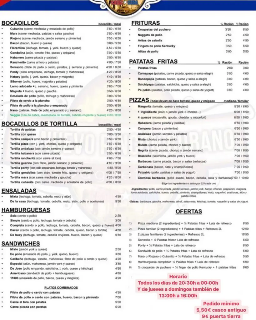 CARTA EL RINCON CUBANO - CADIZ WEB