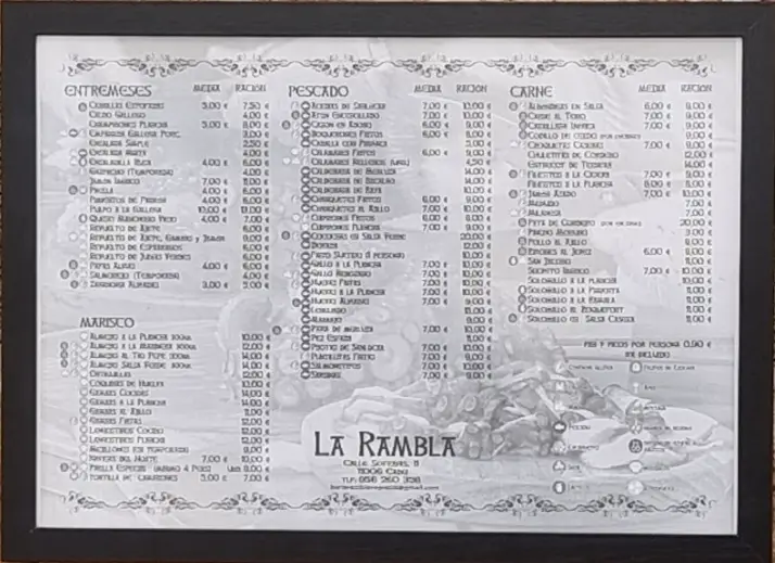 CARTA RESTAURANTE LA RAMBLA - CADIZ WEB