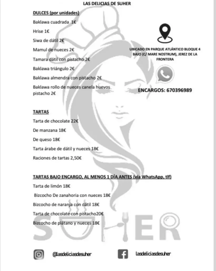 CARTA DULCES LAS DELICIAS DE SUHER JEREZ - CADIZ WEB