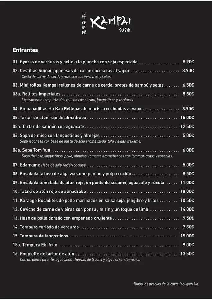 CARTA KAMPAI SUSHI JEREZ - CADIZ WEB