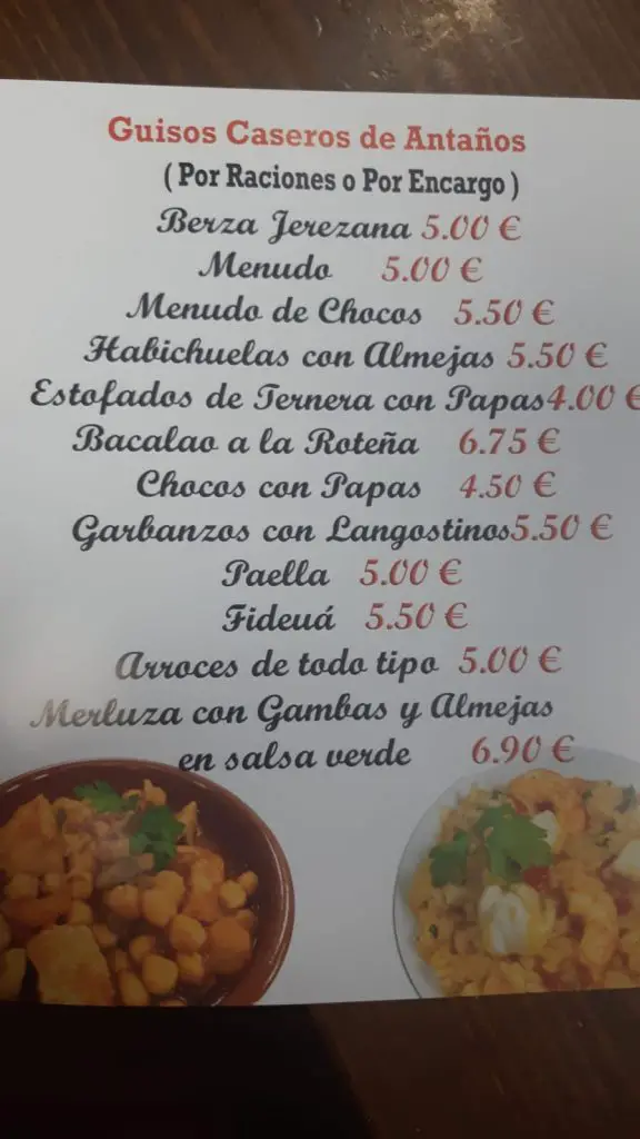 MENU EL ARTE DE COCINAR JEREZ - CADIZ WEB