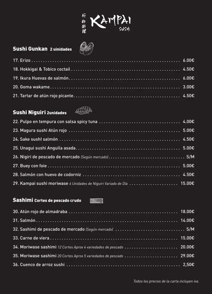 MENU KAMPAI SUSHI JEREZ DE LA FRONTERA - CADIZ WEB